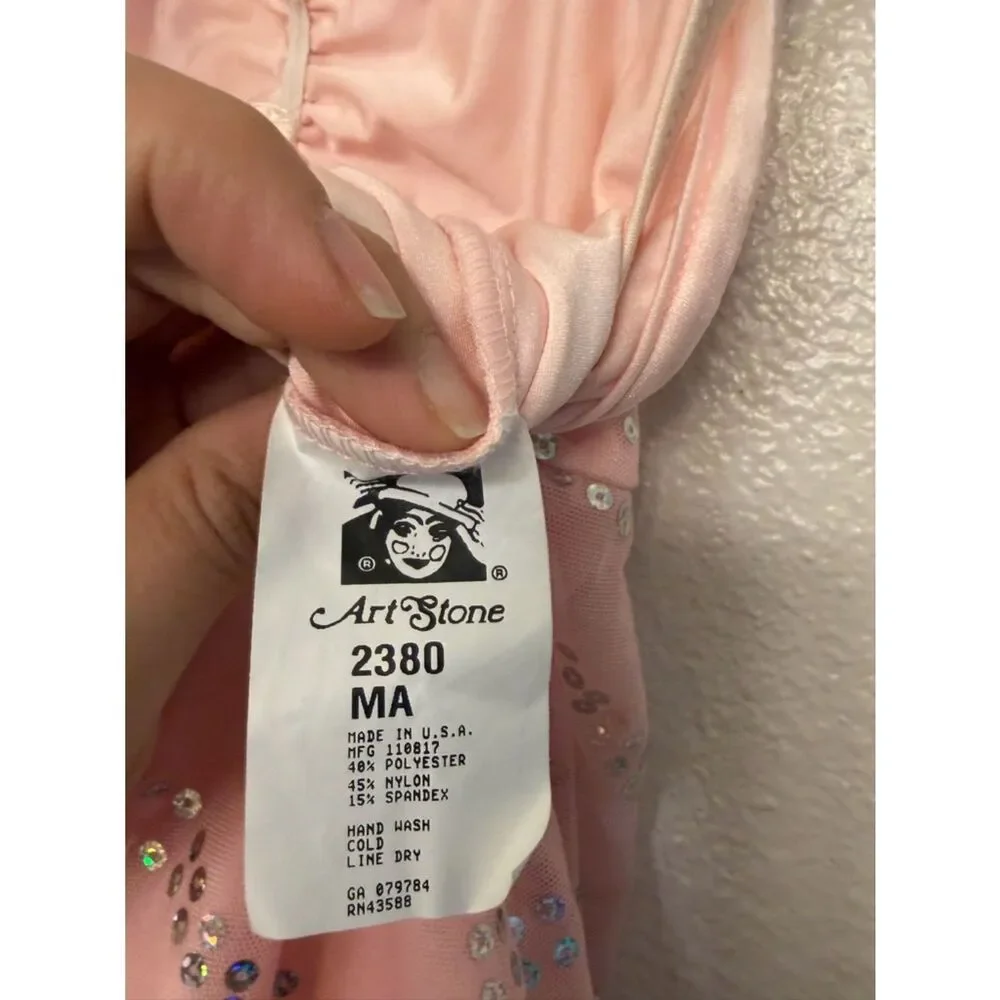 Art Stone Dance Costume pink mesh slip dress lyrical 2380 MA-Medium adult